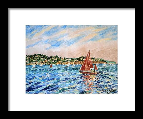 Bonnie Follett Framed Print featuring the painting Sailboat on the Bay by Bonnie Follett