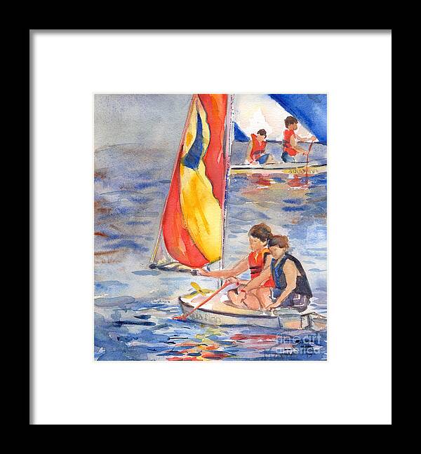 Sailboat Framed Print featuring the painting Sailboat Painting In Watercolor by Maria Reichert