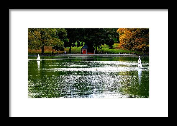 Sailboat Pond Framed Print featuring the photograph Sailboat Pond in Central Park Afternoon by Christopher J Kirby