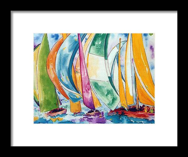Sails Framed Print featuring the painting Sailboats by Lisa Boyd