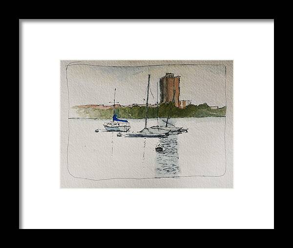Sailboat Framed Print featuring the painting Sailboats by Robert Bissett