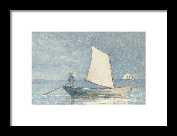 Boat Framed Print featuring the painting Sailing a Dory by Winslow Homer