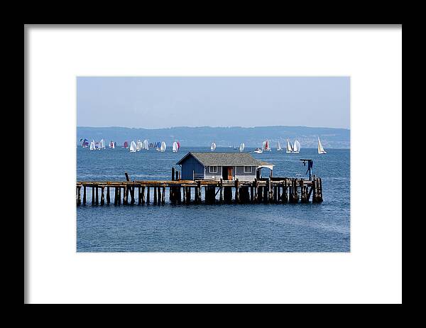 Penncove Framed Print featuring the photograph Sailing at Penn Cove by Mary Gaines