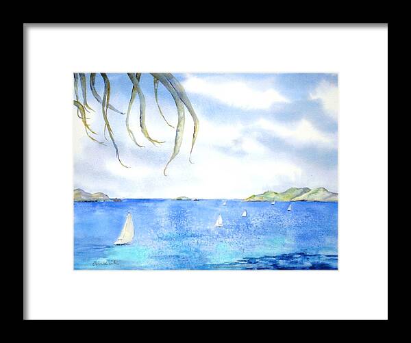 Caribbean Framed Print featuring the painting Sailing Between the Islandsd by Diane Kirk