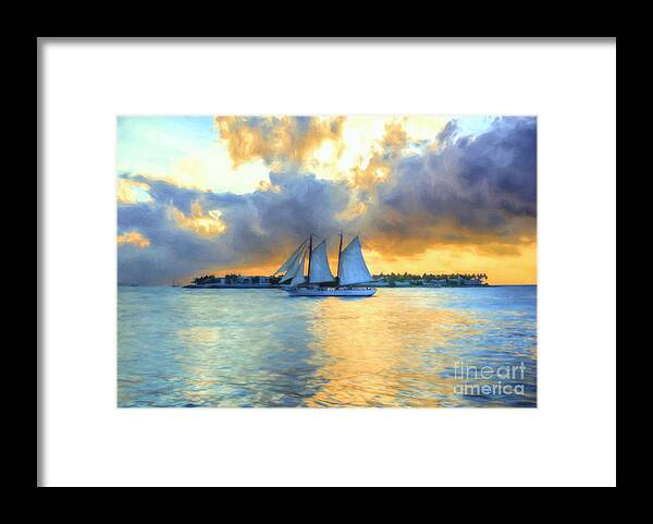 Sailing By Sunset Key Framed Print featuring the photograph Sailing By Sunset Key by Mel Steinhauer