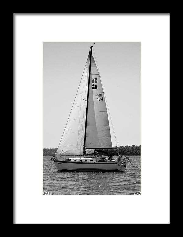 Ship Framed Print featuring the photograph Sailing Horizontal Black And White by Lisa Wooten