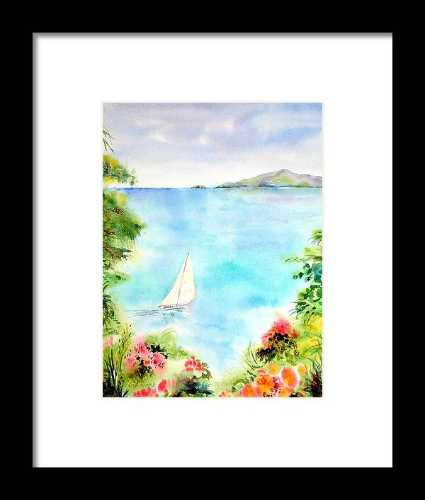 Sailing Framed Print featuring the painting Sailing in the Caribbean by Diane Kirk