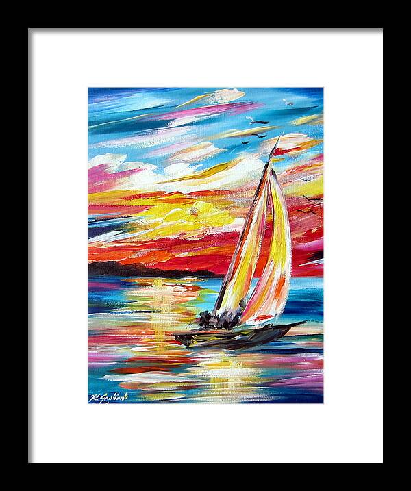 Sails Framed Print featuring the painting Sailing In The Indian Ocean Summer by Roberto Gagliardi