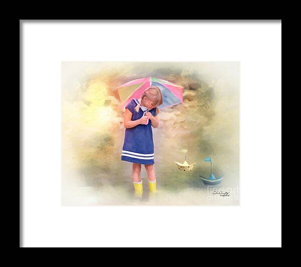 Summer Framed Print featuring the painting Playing in the Rain by Chris Armytage