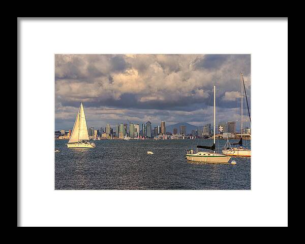 San Diego Framed Print featuring the photograph Sailing on San Diego Bay by Joseph S Giacalone