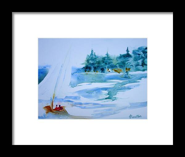Sailing Framed Print featuring the painting Sailing on Yupo by Judy Fischer Walton