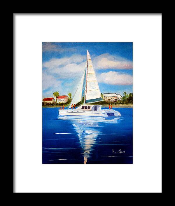 Sailing Framed Print featuring the painting Sailing Paradise Island Bahamas by Phil Burton