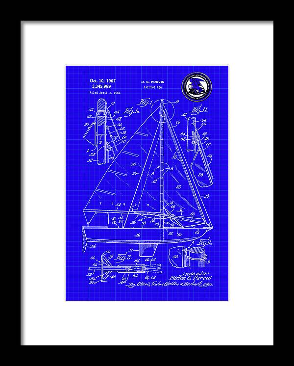 Rigging Framed Print featuring the digital art Sailing Rig Patent Drawing by Carlos Diaz