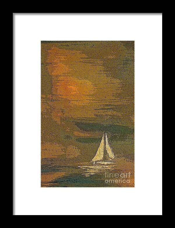 Paintings Framed Print featuring the painting Sailing the Julianna by Julie Lueders 