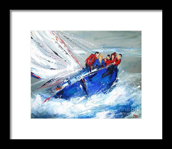 Pixi Framed Print featuring the painting Sailing West Paintings by Mary Cahalan Lee - aka PIXI