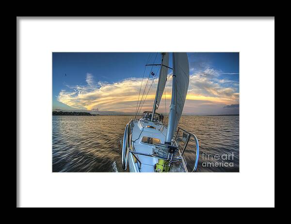 Sailing Yacht And Tropical Storm Ana Outflow Framed Print featuring the photograph Sailing Yacht and Tropical Storm Ana Outflow by Dustin K Ryan