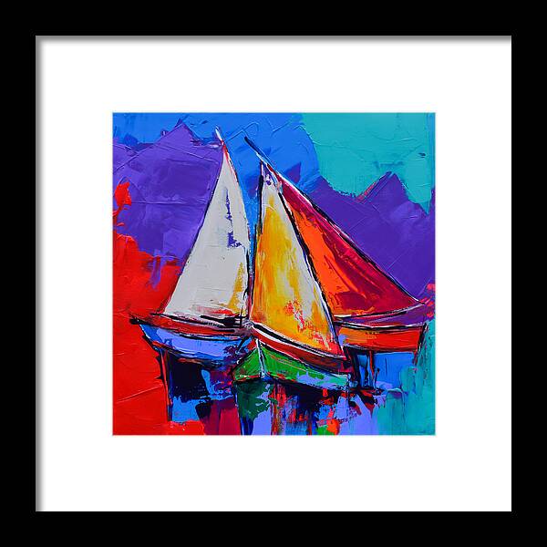 Sails Framed Print featuring the painting Sails Colors by Elise Palmigiani