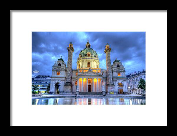 Church Framed Print featuring the photograph Saint Charles's Church at Karlsplatz in Vienna, Austria, HDR by Elenarts - Elena Duvernay photo