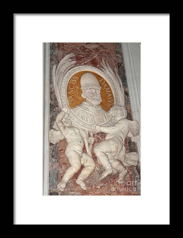 Christian Framed Print featuring the photograph Saint Damasus tondo in Saint Peter's basilica by Fabrizio Ruggeri