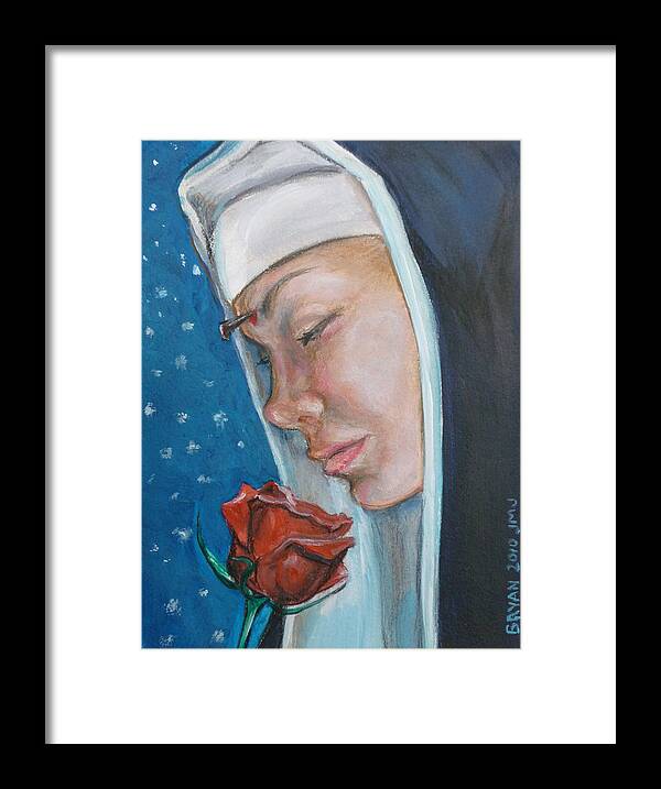 Saint Rita Framed Print featuring the painting Saint Rita of Cascia by Bryan Bustard
