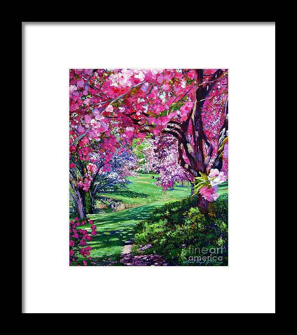 Cherry Blossoms Framed Print featuring the painting Sakura Romance by David Lloyd Glover