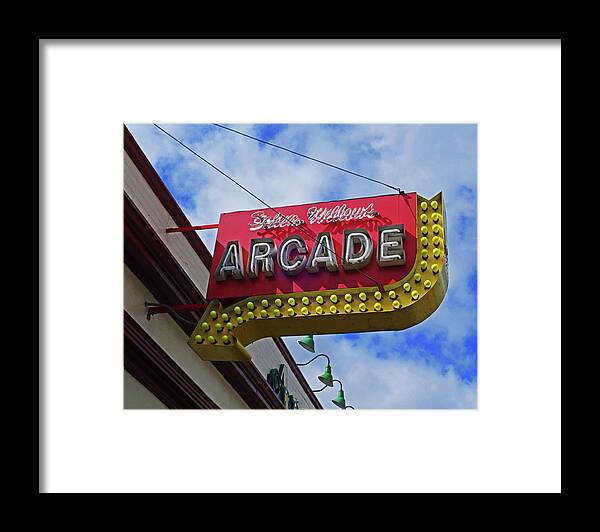 Salem Framed Print featuring the photograph Salem Willows Arcade Sign Salem MA by Toby McGuire