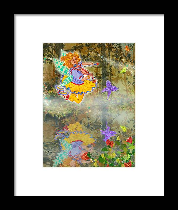Merri Goldentree Framed Print featuring the painting Salmonberry Fairy Merri Goldentree by Teresa Ascone
