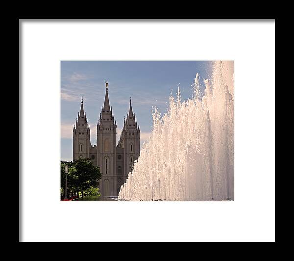 Salt Lake Temple Framed Print featuring the photograph Salt Lake Temple and Fountain by Rona Black