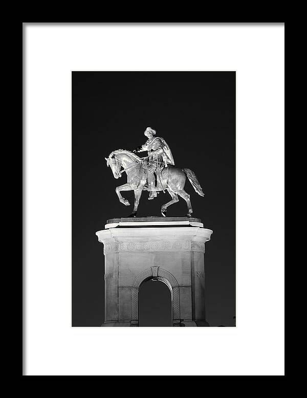 Houston Framed Print featuring the photograph Sam Houston - Black and White by David Morefield