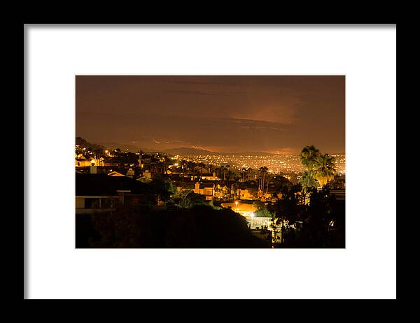 Lightning Framed Print featuring the photograph San Clemente Lightning by Garry Loss