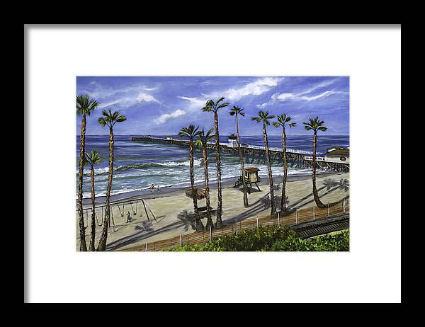 Pier Framed Print featuring the painting San Clemente Pier by Lisa Reinhardt