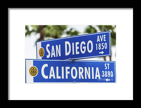 California St Framed Print featuring the photograph San Diego and California Street Sign by David Levin