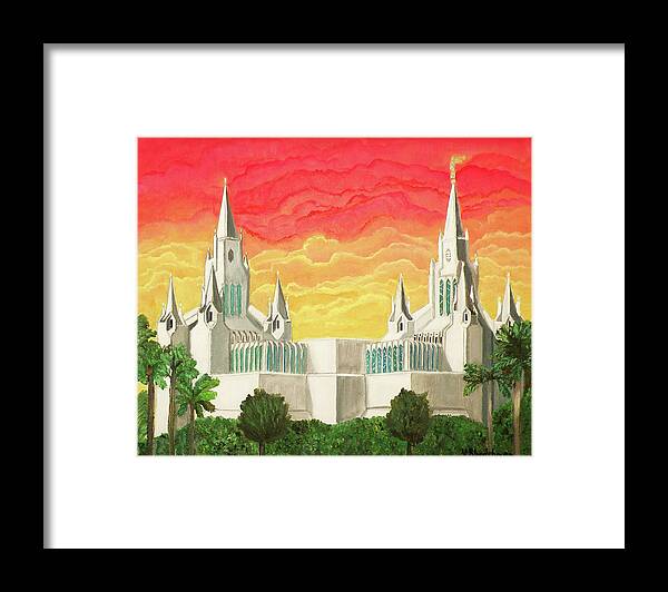 Temple Framed Print featuring the painting San Diego Temple by Victoria Rhodehouse