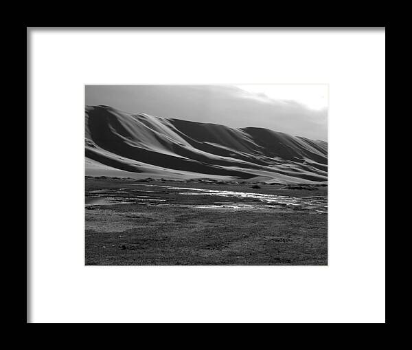 Black And White Framed Print featuring the photograph Sand Dunes of the Gobi by Diane Height