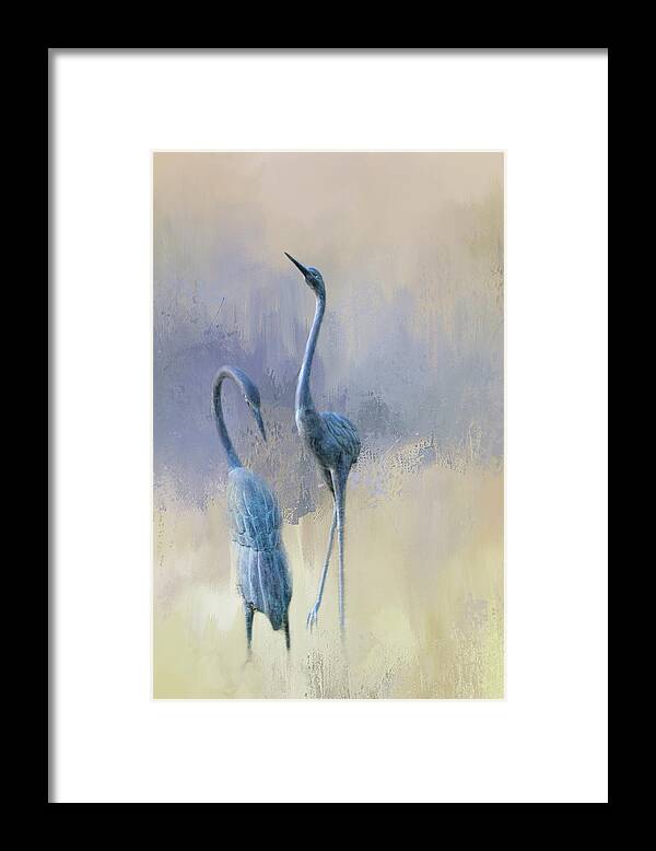 Nature Framed Print featuring the digital art Sandhill Cranes by Terry Davis