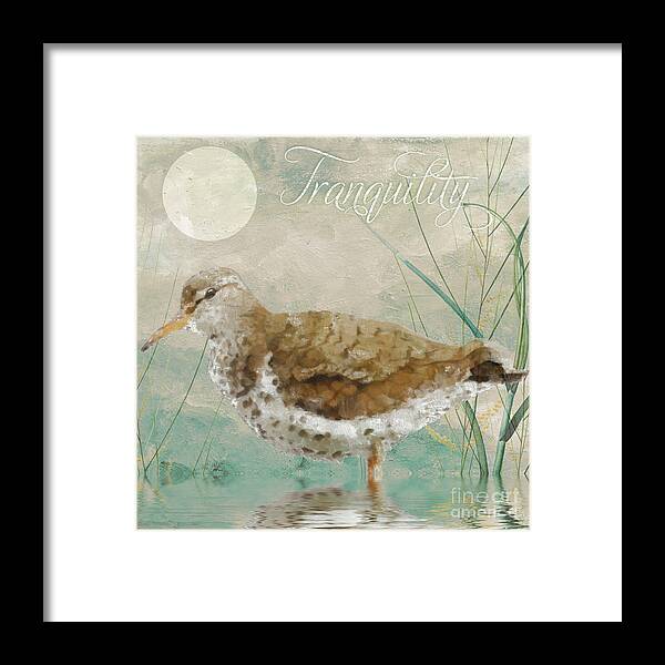 Sandpiper Under The Moon Framed Print featuring the painting Sandpiper II by Mindy Sommers