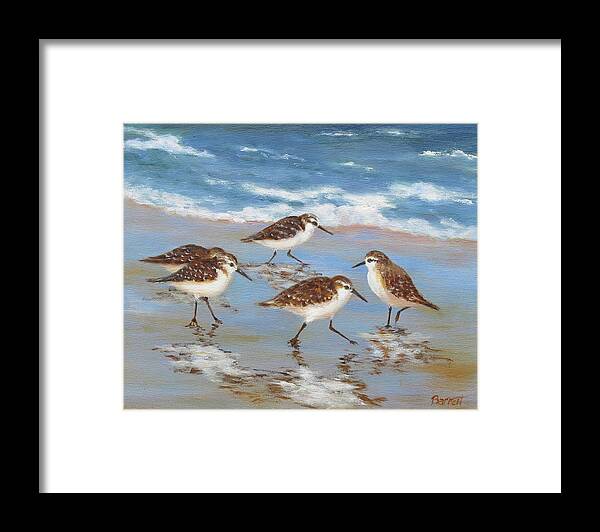 Sandpipers Framed Print featuring the painting Sandpipers by Barrett Edwards