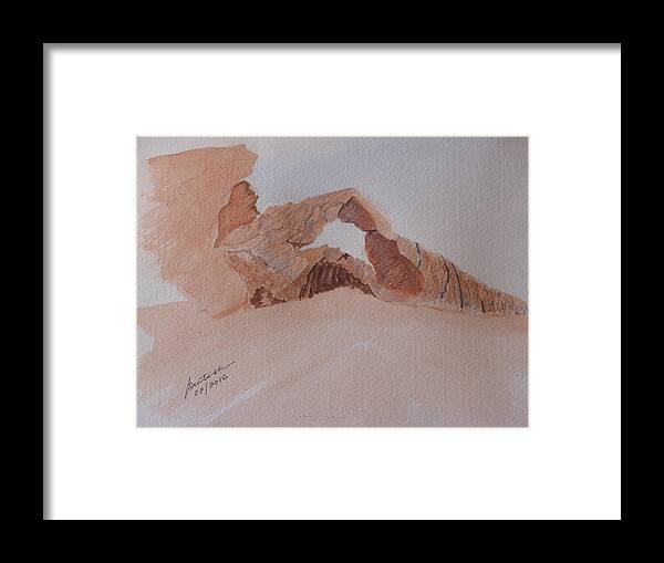 Eastern Nevada State Parks Framed Print featuring the painting Sandstone Arch - Valley of Fire by Joel Deutsch