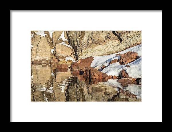 Colorado Framed Print featuring the photograph Sandstone Cliff, Snow And Water by Marek Uliasz