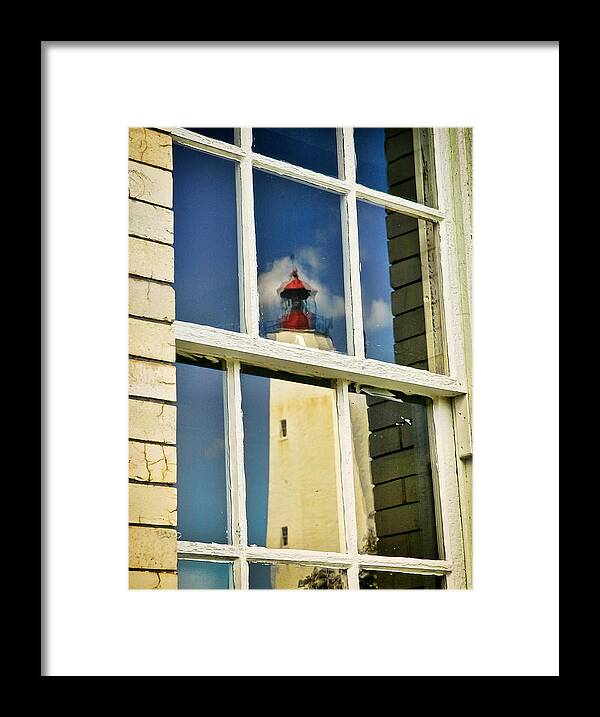 New Jersey Framed Print featuring the photograph Sandy Hook Lighthouse Reflection by Gary Slawsky