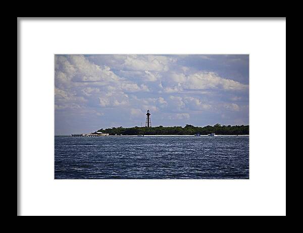Lighthouse Framed Print featuring the photograph Sanibel Lighthouse at Christmas by Michiale Schneider