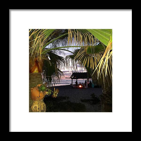 Sanosunset Framed Print featuring the drawing Sano Shack Sunset by Paul Carter