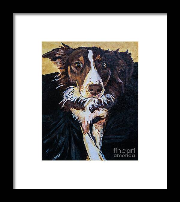 Border Collie Framed Print featuring the painting Sansa by Jackie MacNair