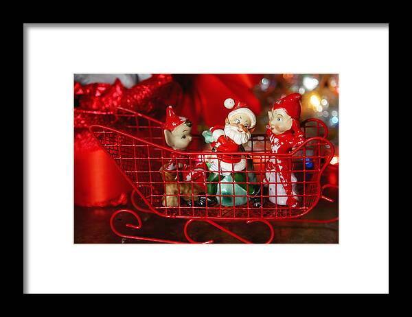 Santa Framed Print featuring the photograph Santa and his Elves by Toni Hopper