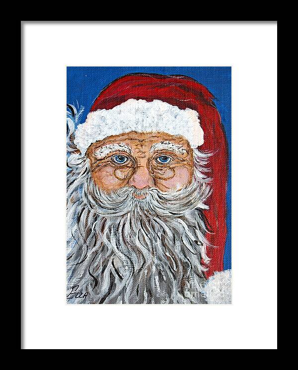 Christmas Framed Print featuring the painting Santa Claus - Christmas art by Ella Kaye Dickey