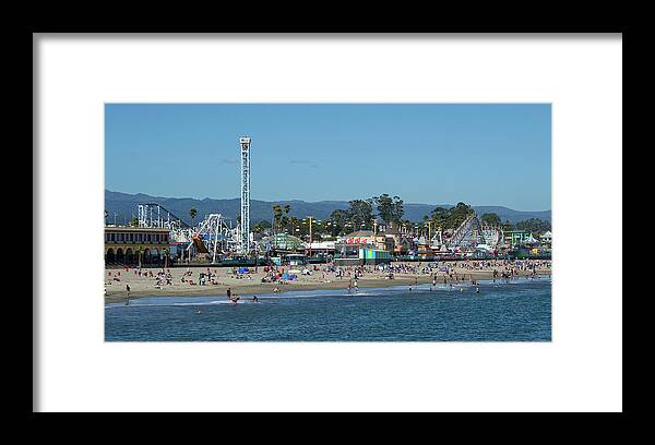 Santa Framed Print featuring the photograph Santa Cruz Boardwalk and Beach - California by Brendan Reals