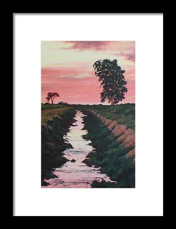 Landscape Framed Print featuring the painting Red Skies by Philip Fleischer