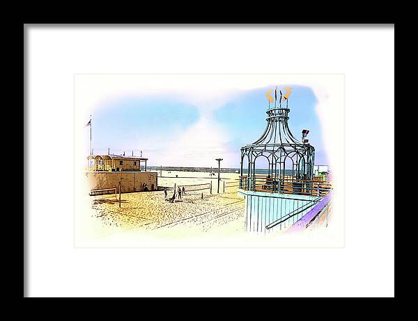 Santa Monica Pier Framed Print featuring the photograph Santa Monica Pier Ver1 by Larry Mulvehill