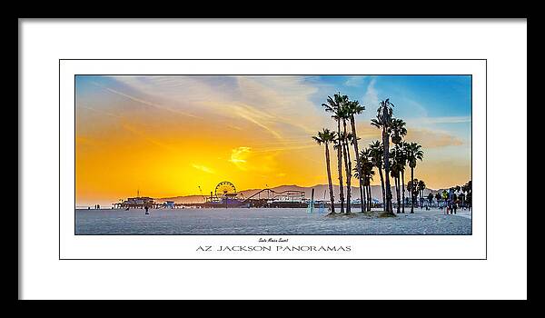 Los Angeles Framed Print featuring the photograph Santa Monica Sunset Poster Print by Az Jackson