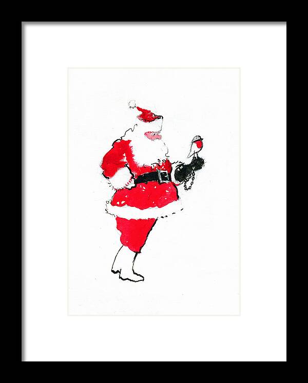 Christmas Framed Print featuring the painting Santa robin falconry by George Adamson